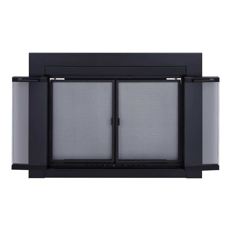Ardmore Flat Black Masonry Fireplace Door | Sleek & Modern Fireplace Doors | Standard Sizes | Durable Steel Frame