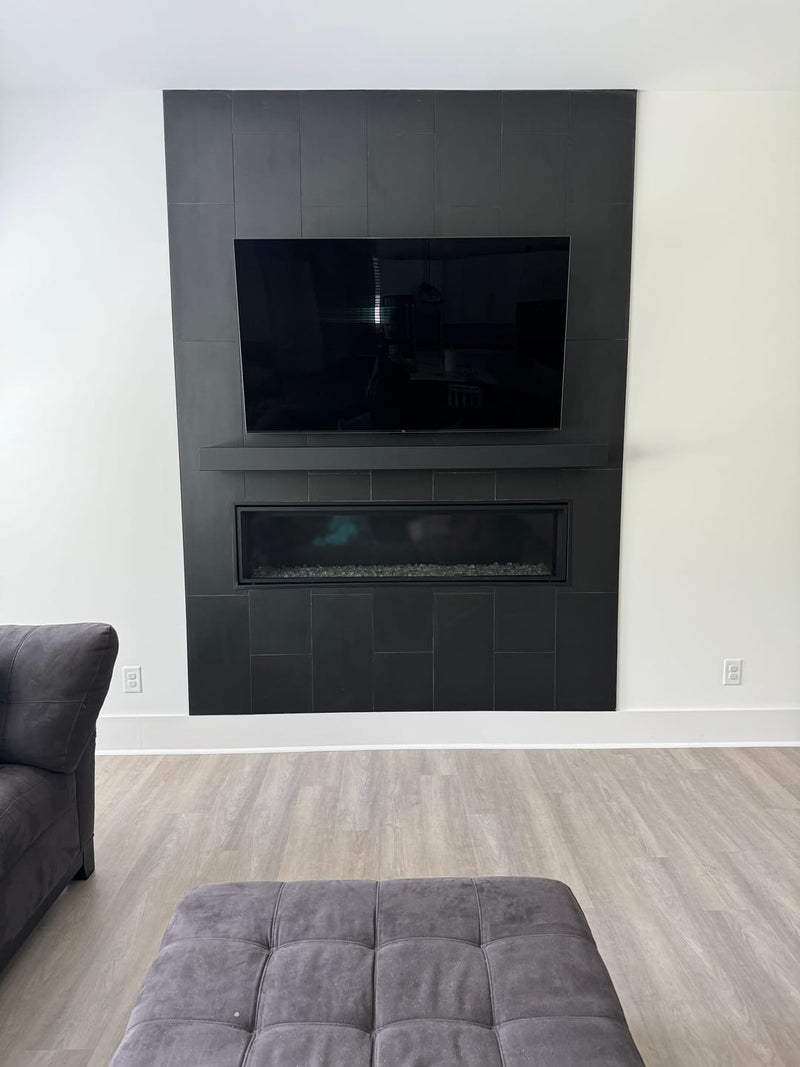 Non-Combustible Metal Fireplace Mantel Shelf | Custom Floating Mantel, Black