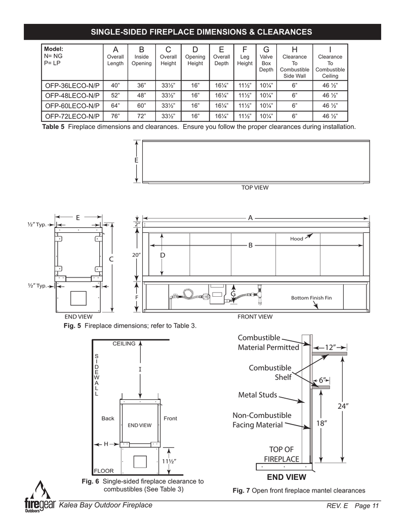 Firegear battery series dimensional drawing; use 48-inch model row
