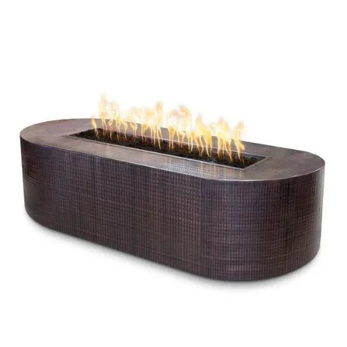 Bispo Hammered Copper Fire Pit natural gas match lit outdoor fire pit