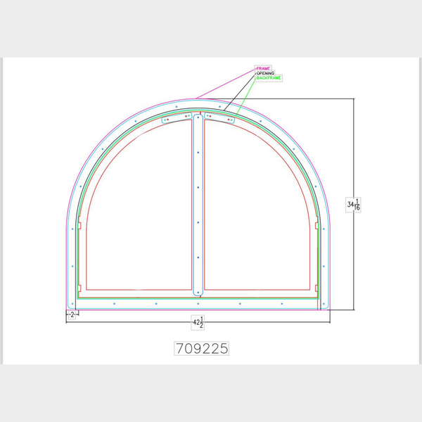 Black Rock Arch - CAD EXACT SIZE[TEMPLATE PROVIDED] / BURNISHED COPPER / CABINET STYLE / BLACK ROCK HANDELS / CLEAR GLASS / NO MESH / DRAFT CONTROL