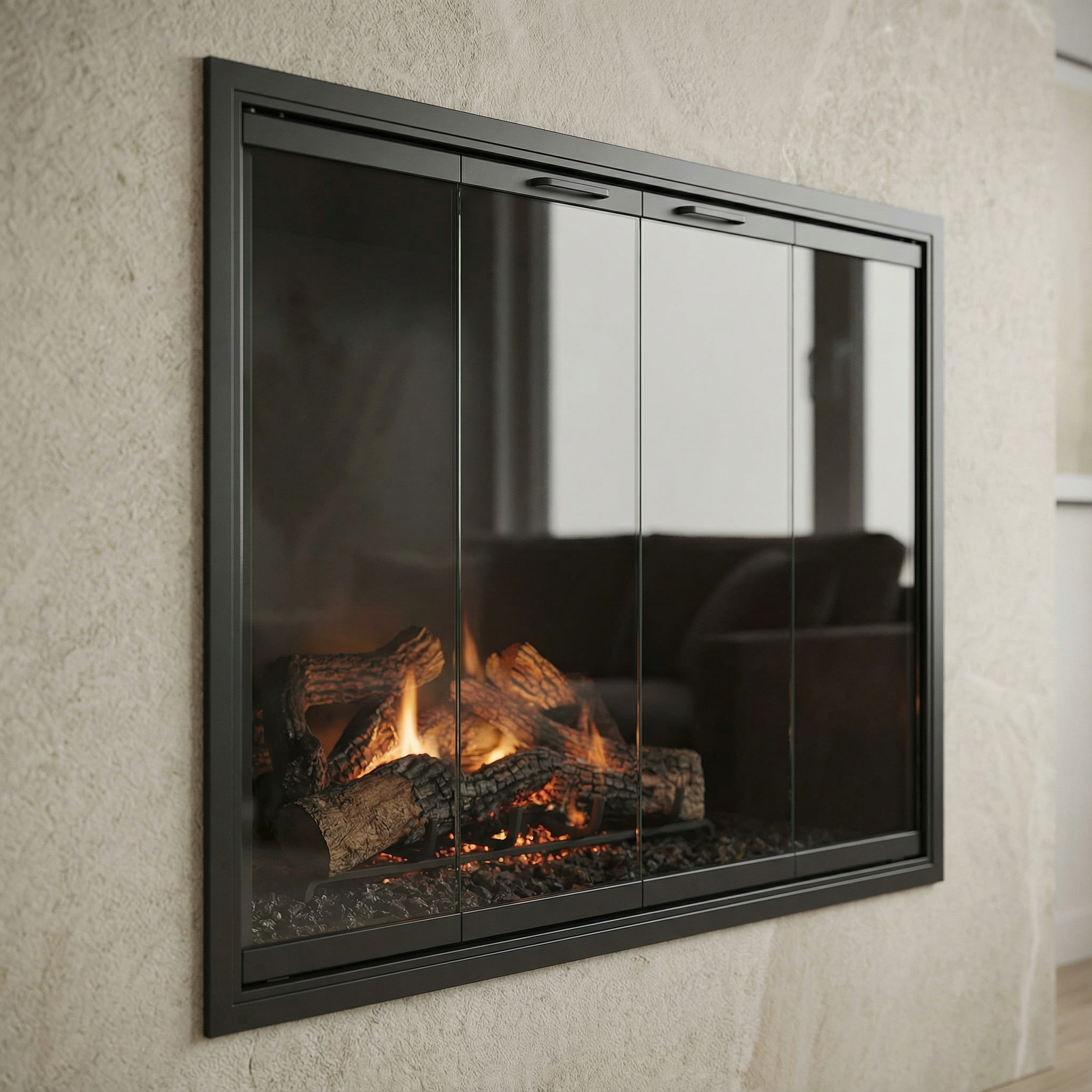 Stiletto Cutback Ultra Thin Fireplace Glass Doors | Modern & Elegant Design
