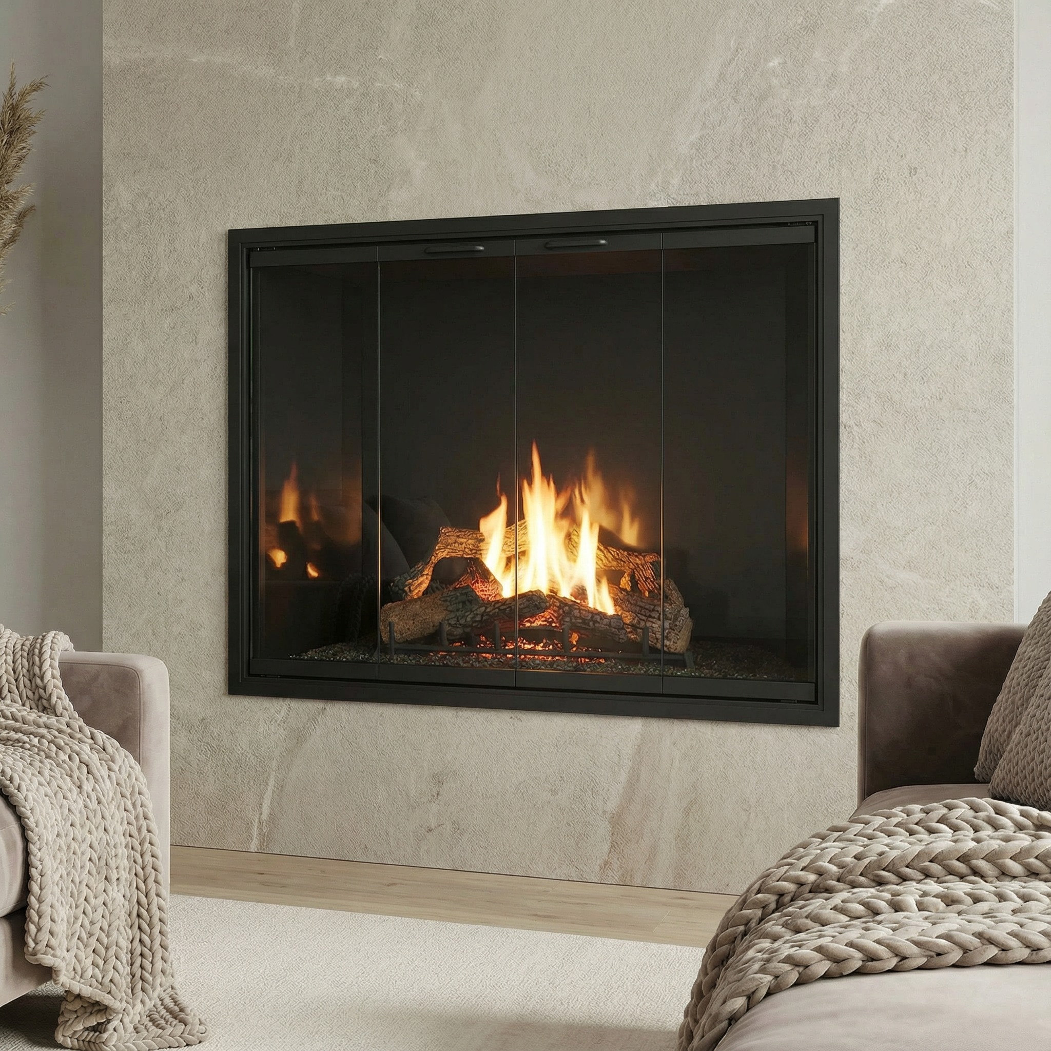 Stiletto Cutback Ultra Thin Fireplace Glass Doors | Modern & Elegant Design