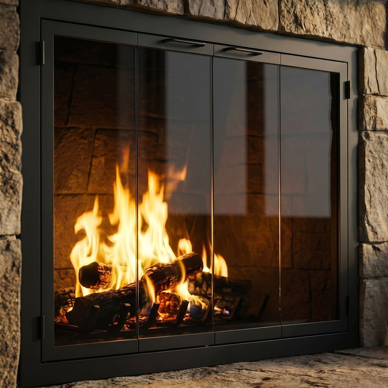 Carolina Sleek Steel Fireplace Glass Doors | Masonry & Prefab | Custom