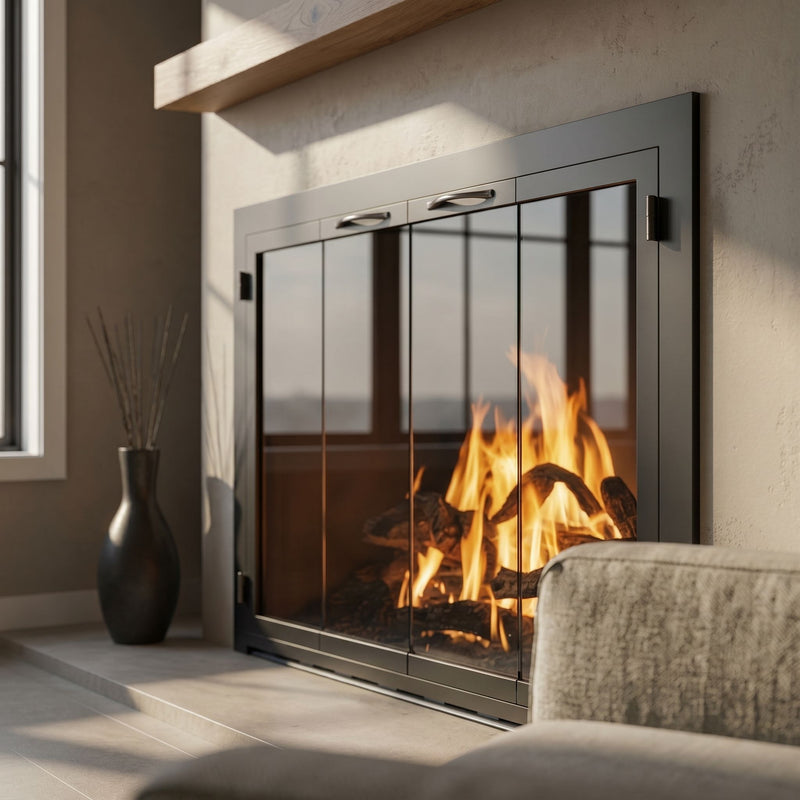 Carolina Sleek Steel Fireplace Glass Doors | Masonry & Prefab | Custom