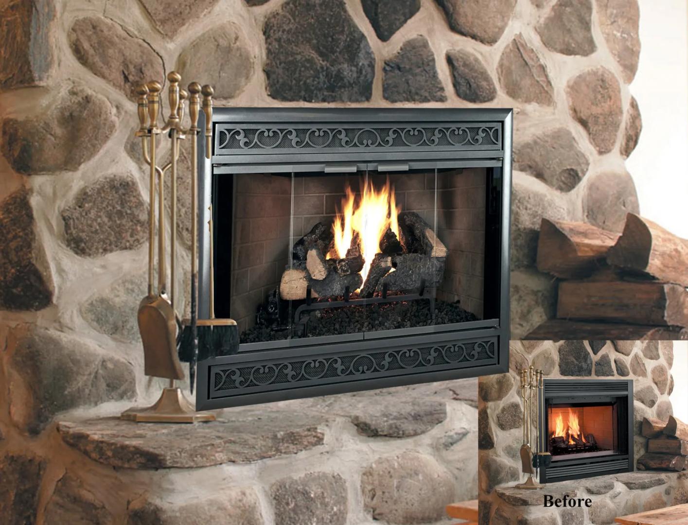 Brookfield Deluxe - Magnetic Prefab Fireplace Glass Doors - ExceptionalFire