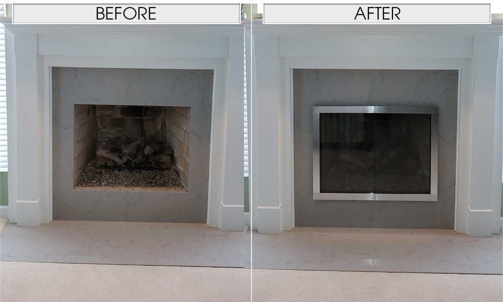 Brooklyn Hidden Main Frame - Single Panel Masonry & Prefab Fireplace Doors - ExceptionalFire