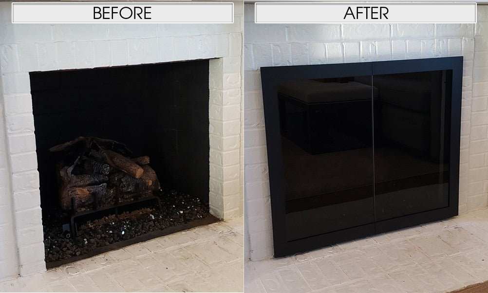 Brooklyn Hidden Main Frame - Single Panel Masonry & Prefab Fireplace Doors - ExceptionalFire