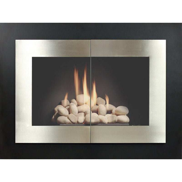 Brooklyn single panel masonry modern steel fireplace door with customizable frame and accessories