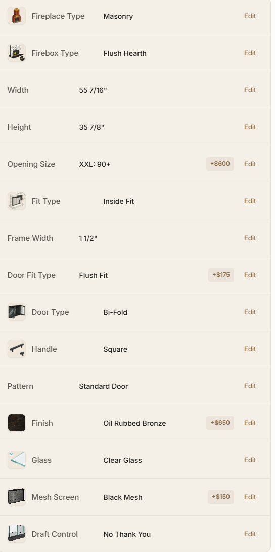 2x Carolina Fireplace Doors