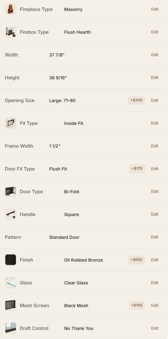 2x Carolina Fireplace Doors