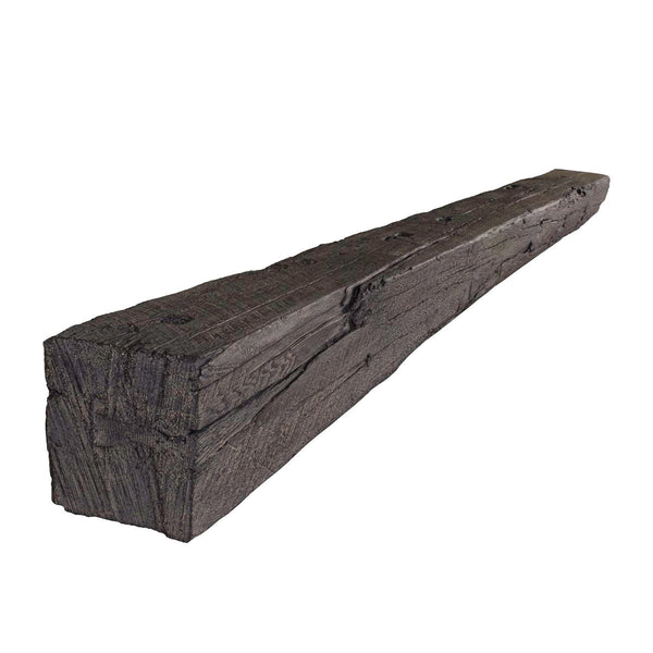 Cabin Pine mantel non-combustible concrete shelf with Eclipse finish showcasing wood grain details