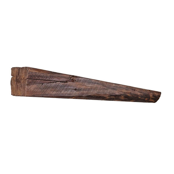 Cabin Pine mantel shelf with non-combustible concrete and Maduro finish showcasing intricate wood details
