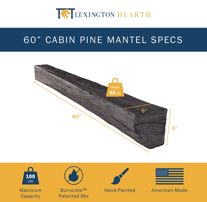 Cabin Pane Non-Combustible Concrete Mantel Shelf Maduro Finish - ExceptionalFire