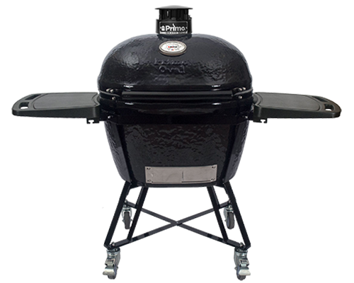 Primo Oval XXL 500 All-In-One Ceramic Charcoal Kamado Grill — manufacturer All-In-One cradle and side-shelf package