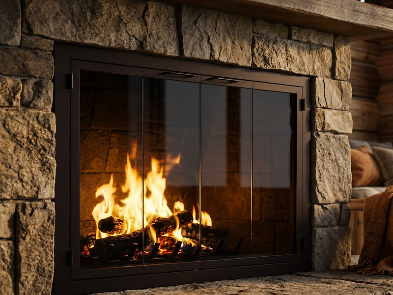 Carolina Sleek fireplace doors in Espresso finish