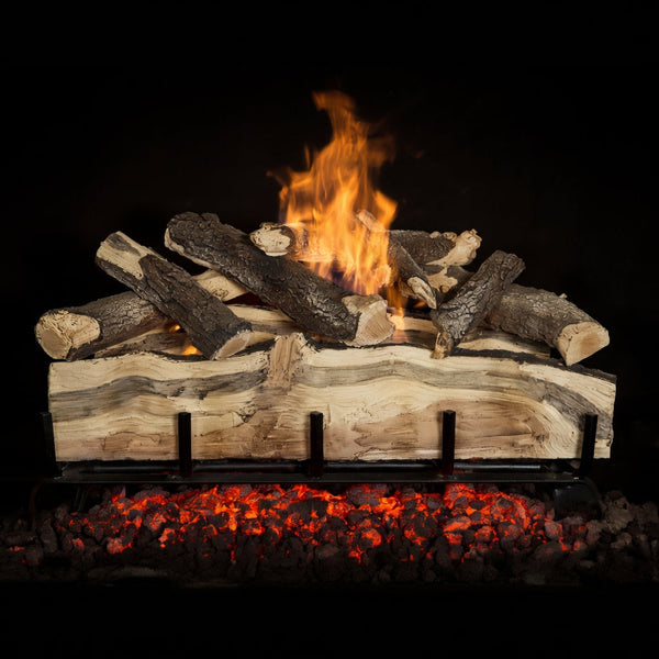 Grand Canyon 30" Blue Pine Split Vented Gas Log Set with realistic bark beetle patterns and reversible design