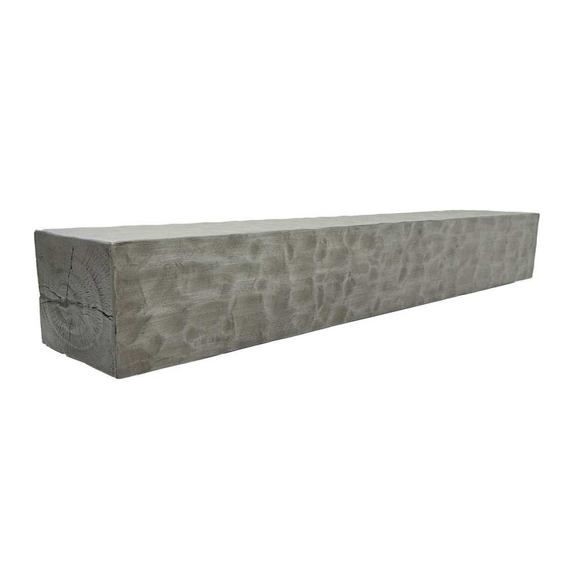 Chiseled concrete mantel shelf made of 100% Thermastone concrete, non-combustible and fireproof with realistic stone texture