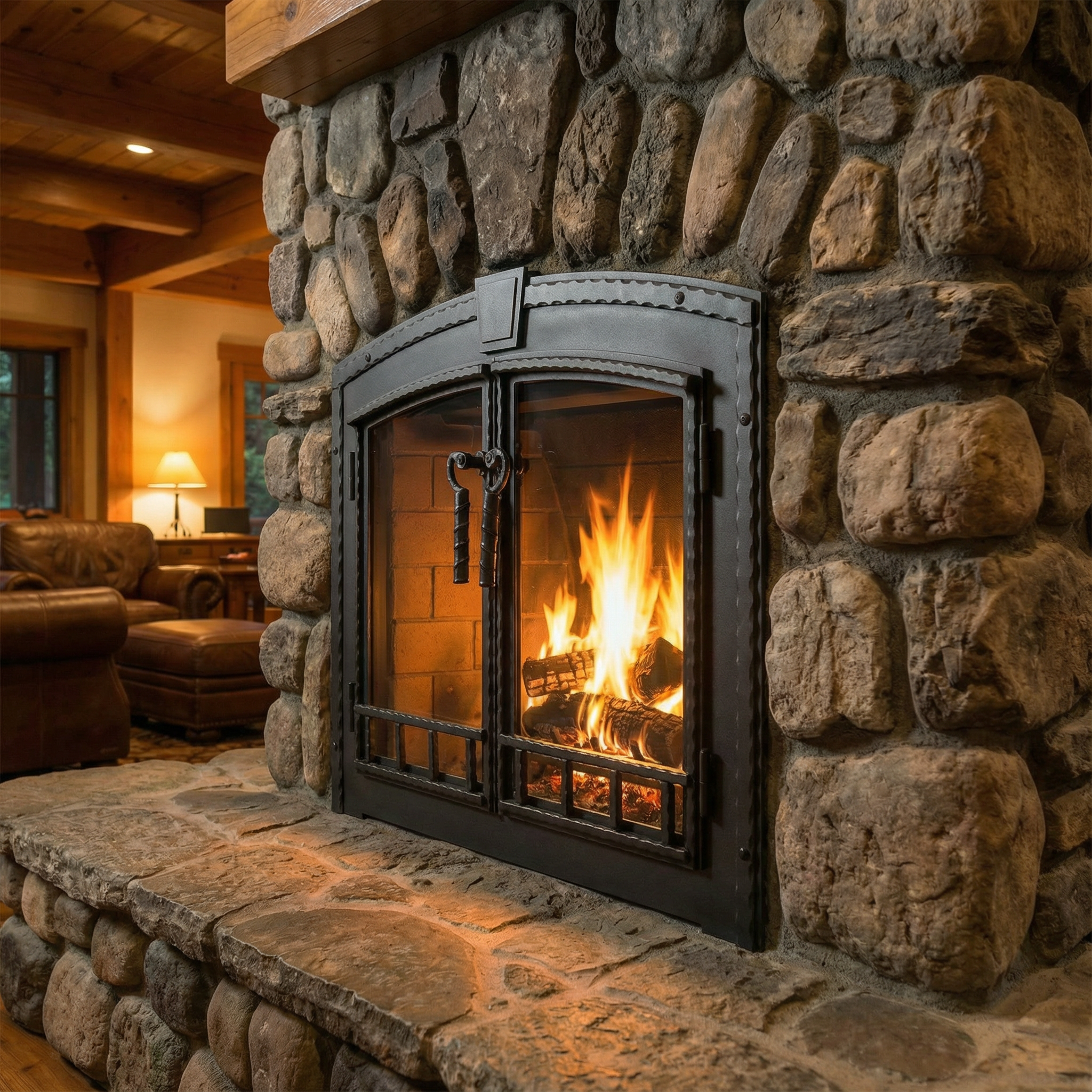 Smithline - Arch - Masonry and Prefab Fireplace Glass Doors