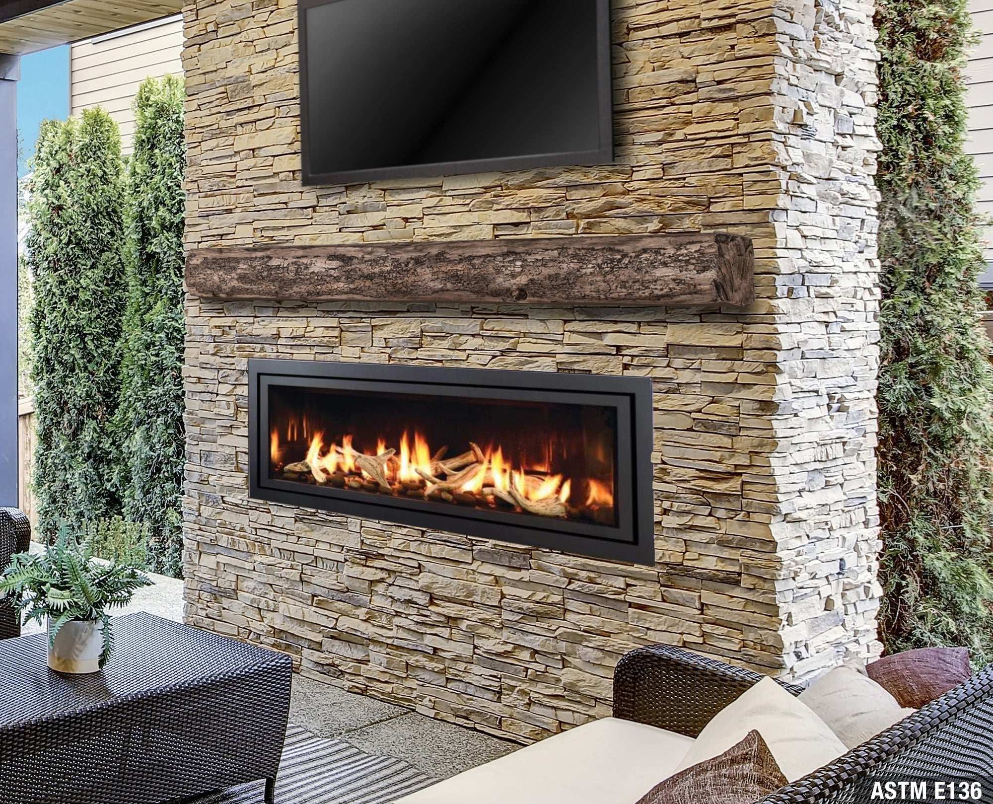 Cumberland Live Edge Non-Combustible Mantel Shelf RIVER ROCK Finish - ExceptionalFire