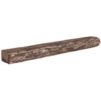 Cumberland Live Edge non-combustible mantel shelf with river rock finish and rustic wood beam design