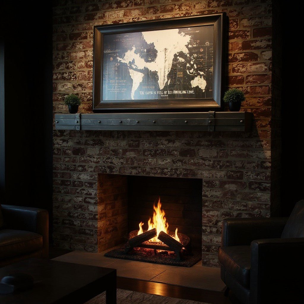 Custom Aged Iron Floating Mantel Shelf | Stoll Industries