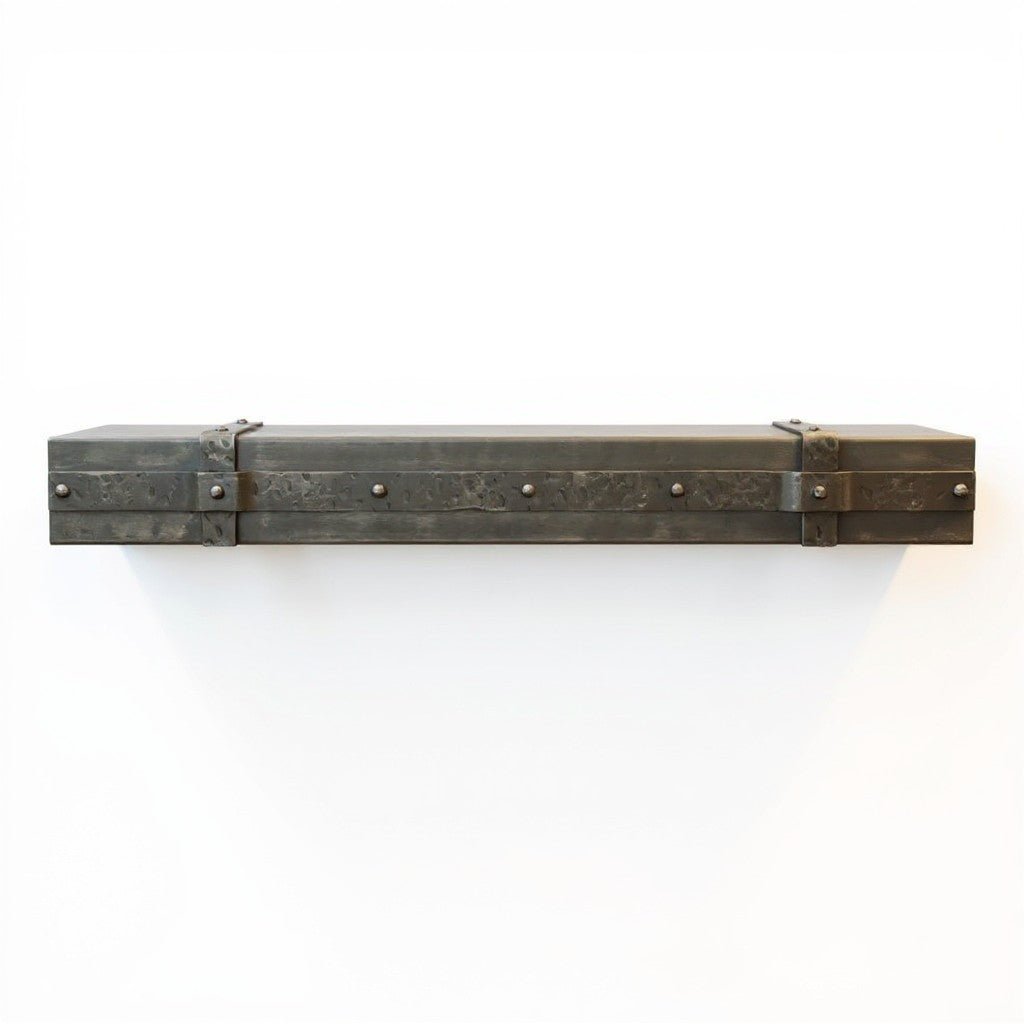 Custom Aged Iron Floating Mantel Shelf | Stoll Industries