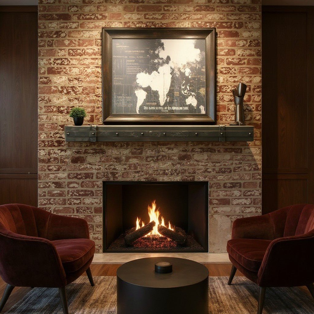 Custom Aged Iron Floating Mantel Shelf | Stoll Industries