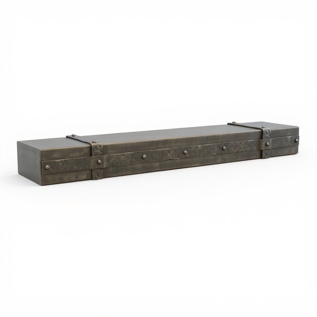 Custom Aged Iron Floating Mantel Shelf | Stoll Industries