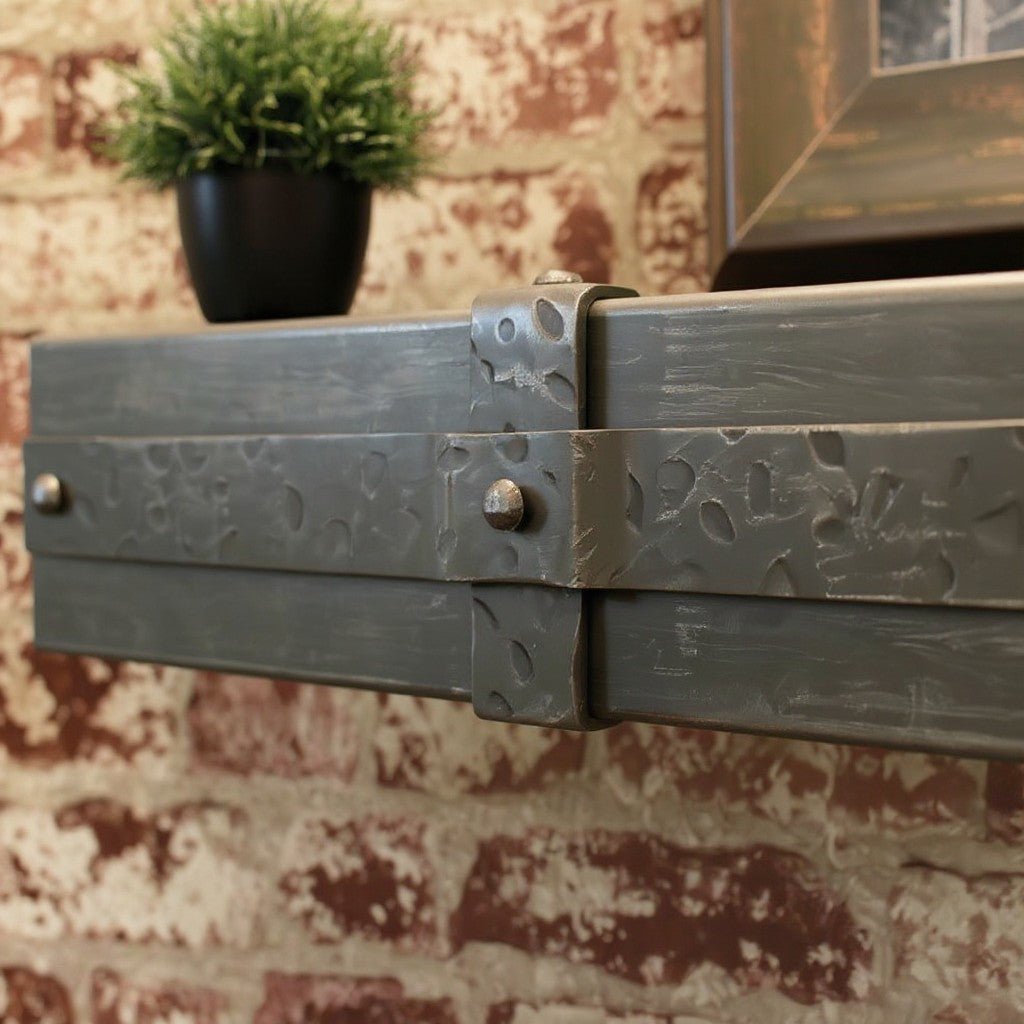 Custom Aged Iron Floating Mantel Shelf | Stoll Industries