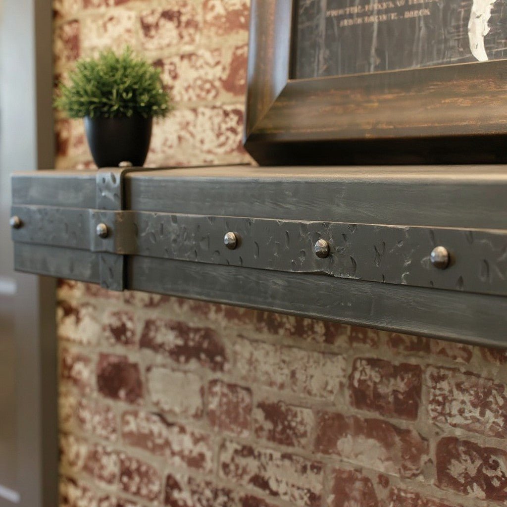 Custom Aged Iron Floating Mantel Shelf | Stoll Industries