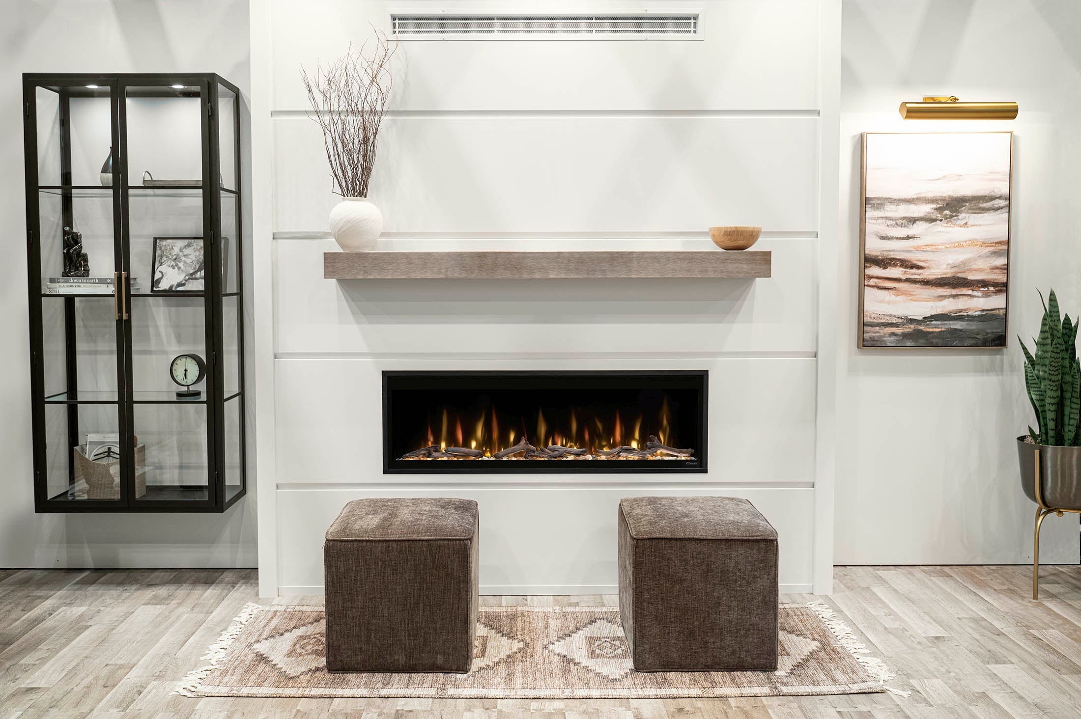 Custom Metal Floating Mantel Shelf: Non-Combustible, White Oak Finish, Any Size - ExceptionalFire