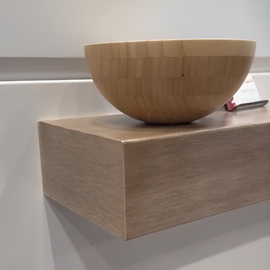 Custom Metal Floating Mantel Shelf: Non-Combustible, White Oak Finish, Any Size - ExceptionalFire