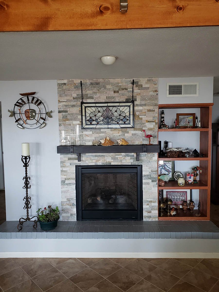 Custom Old World Metal Floating Mantel Shelf | Stoll Industries