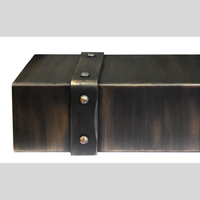 Custom Steel Mantel / 72" W x  8" H x 6" D / Black with Copper(Premium) without DECORATIVE BANDING + shipping to Canada $165