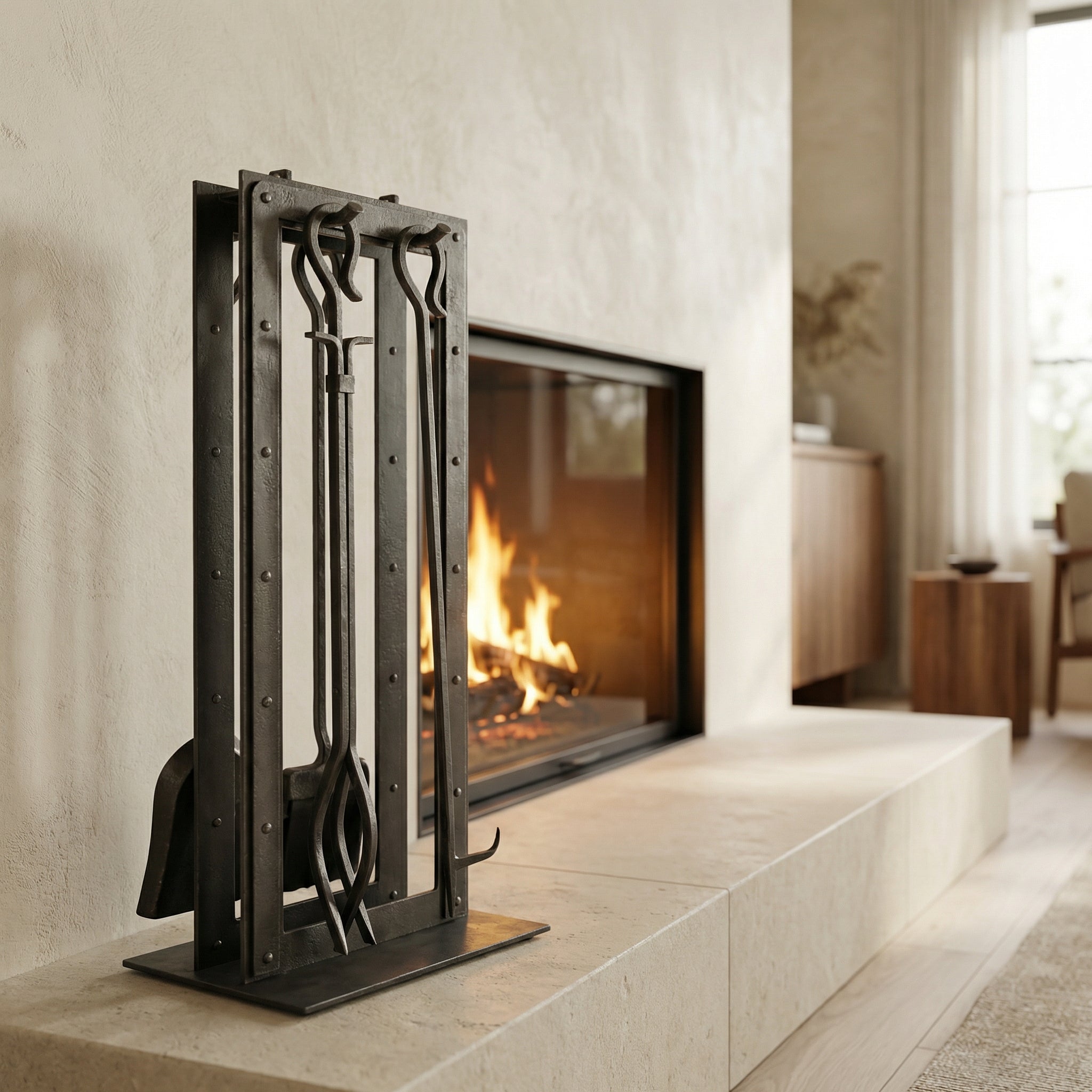Fireplace Tool Set by Design Specialties Blackrock – 3/16” Laser-Cut Steel, 21 Finish Colors