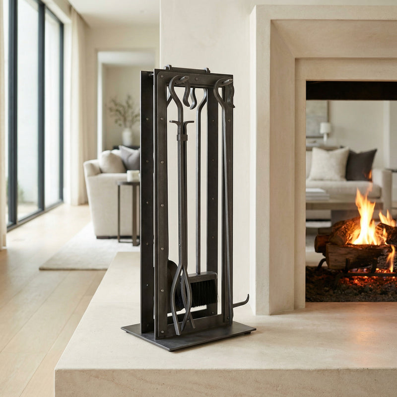 Fireplace Tool Set by Design Specialties Blackrock – 3/16” Laser-Cut Steel, 21 Finish Colors