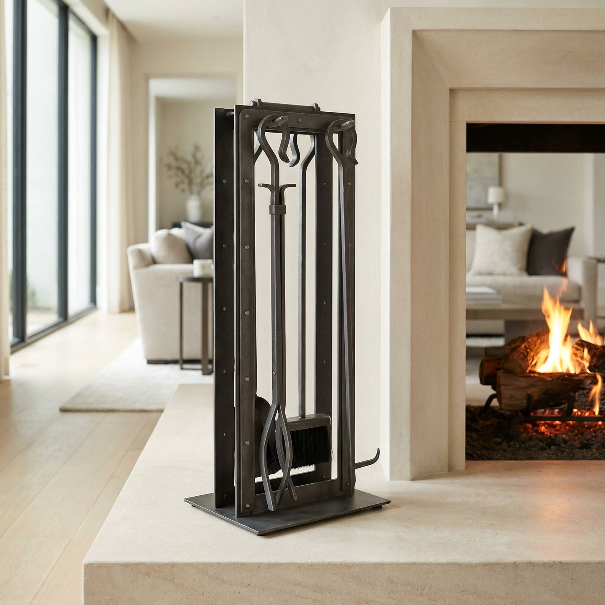 Fireplace Tool Set by Design Specialties Blackrock – 3/16” Laser-Cut Steel, 21 Finish Colors