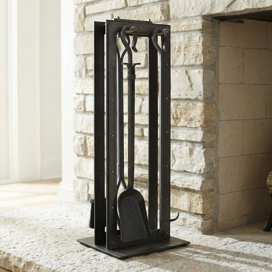 Fireplace Tool Set by Design Specialties Blackrock – 3/16” Laser-Cut Steel, 21 Finish Colors