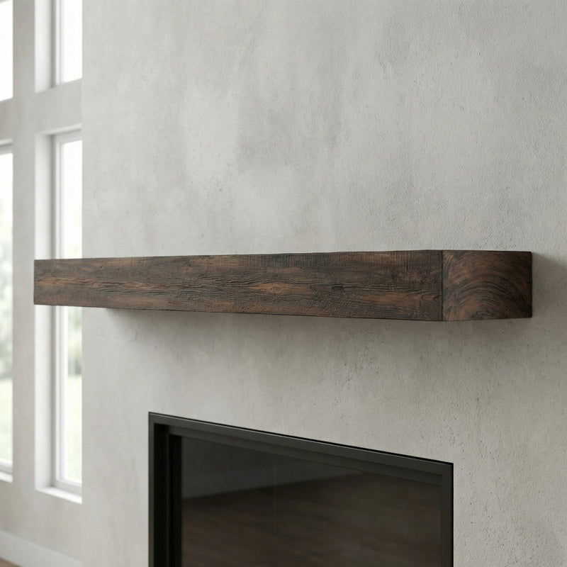 Flat Sawn Non-Combustible Concrete Mantel Shelf Maduro Finish