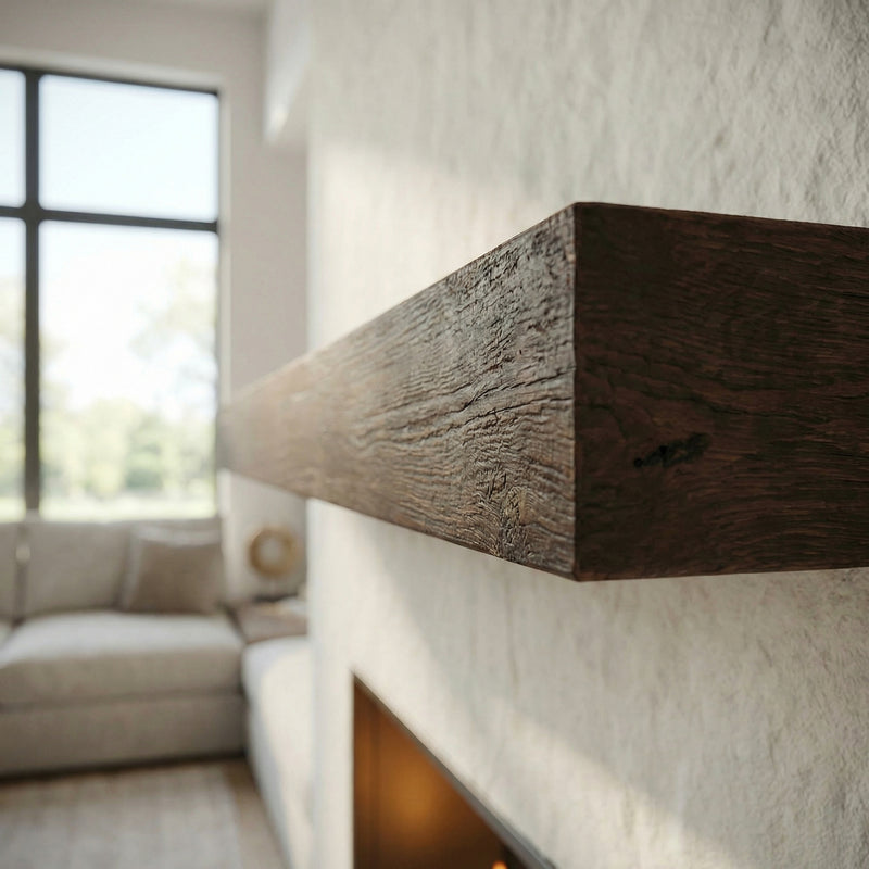 Flat Sawn Non-Combustible Concrete Mantel Shelf Roasted Chestnut Finish