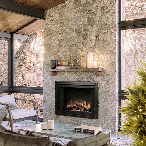 Dimplex 45" Deluxe Built-In Electric Firebox Log Set with realistic LED logs and heater
