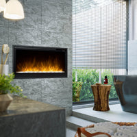 Dimplex Multi-Fire Slim 36" ultra-slim recessed linear electric fireplace with Multi-Fire XHD flame effect and ambient light sensor