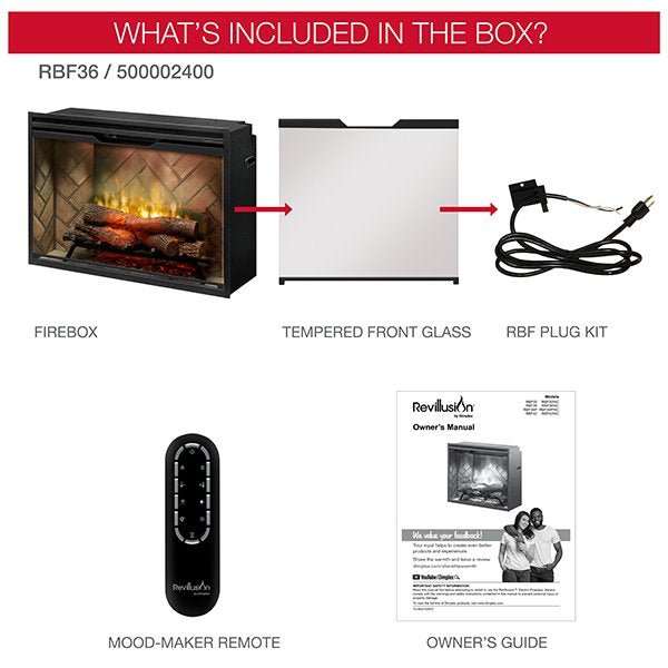 Dimplex Revillusion® 36" Built-In Electric Fireplace - Model RBF36P-FG - ExceptionalFire
