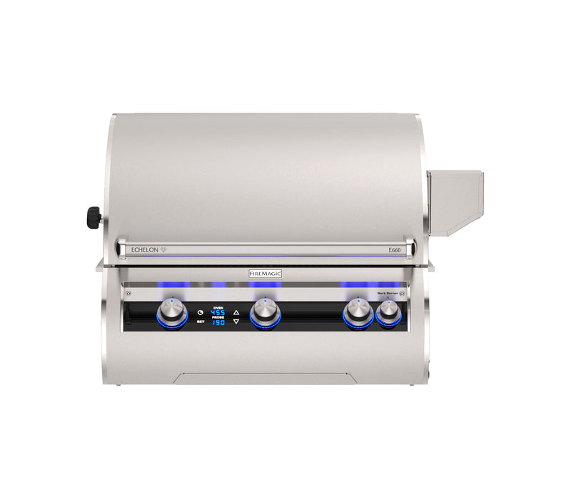 Fire Magic Echelon Diamond E660i Built-In Gas Grill — Digital Control — solid hood, manufacturer image