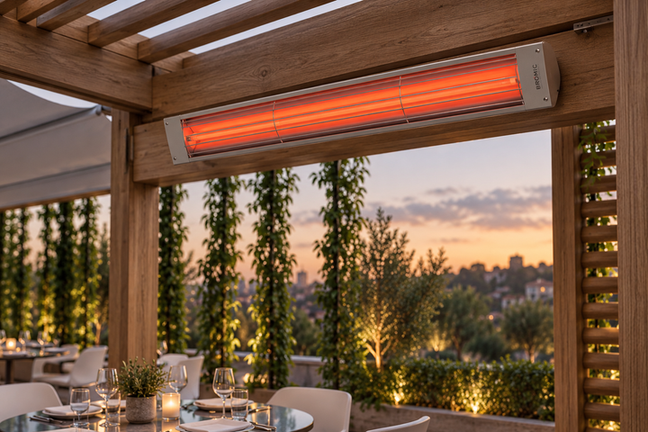 AI-generated outdoor design inspiration featuring a silver Cobalt Electric family example; selected wattages differ in length. Confirm selected model dimensions and finish.