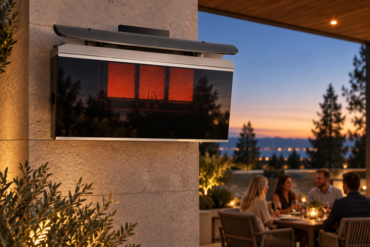 AI-generated outdoor design inspiration featuring Platinum Gas 300 with three burner panels. Confirm selected model dimensions and finish.