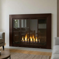 REFLECTION MASONRY DOOR/ FLUSH HEARTH/ OVERLAP/ 49" W X 29"H / FINISH: SOLAR BRONZE/ HANDLE: MODERN/ GLASS : CLEAR/ NO MESH X 2