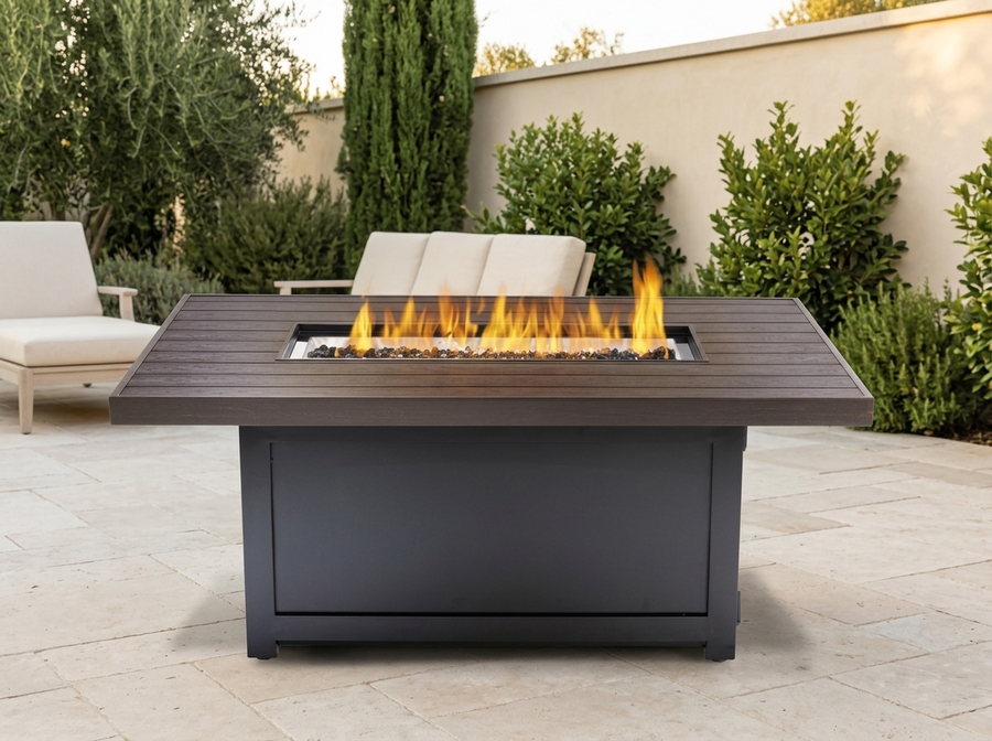 Napoleon Muskoka Wood Grain Gas Fire Table, Rectangular MUSK1-BZ