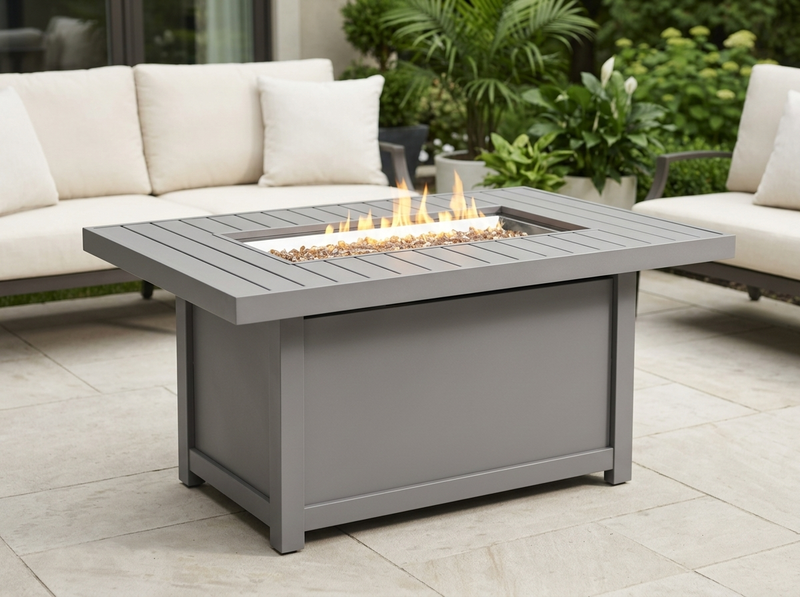 Napoleon Hamptons Grey Gas Fire Table, Rectangular  HAMP1-GY — outdoor setting